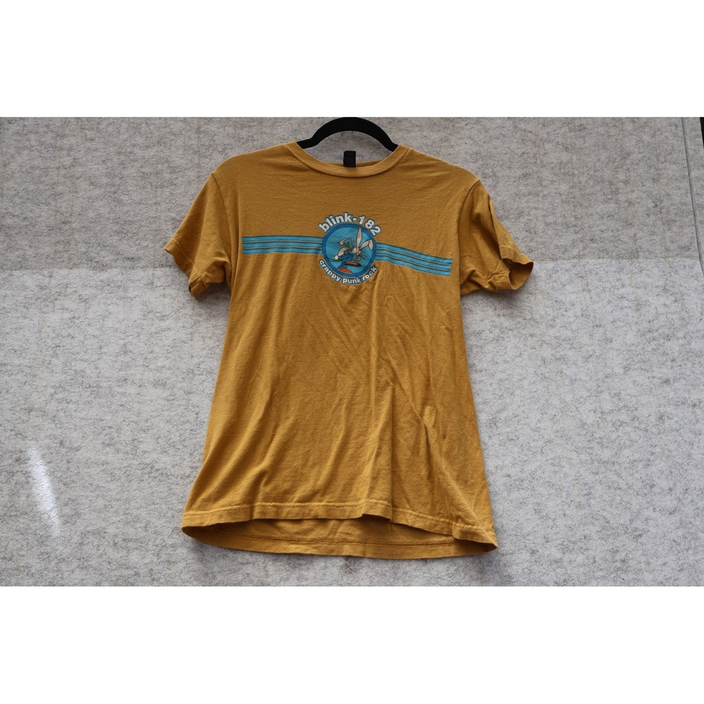Blink-182 Crappy Punk Rock Rabbit Graphic T-Shirt Mustard Yellow Mens Small